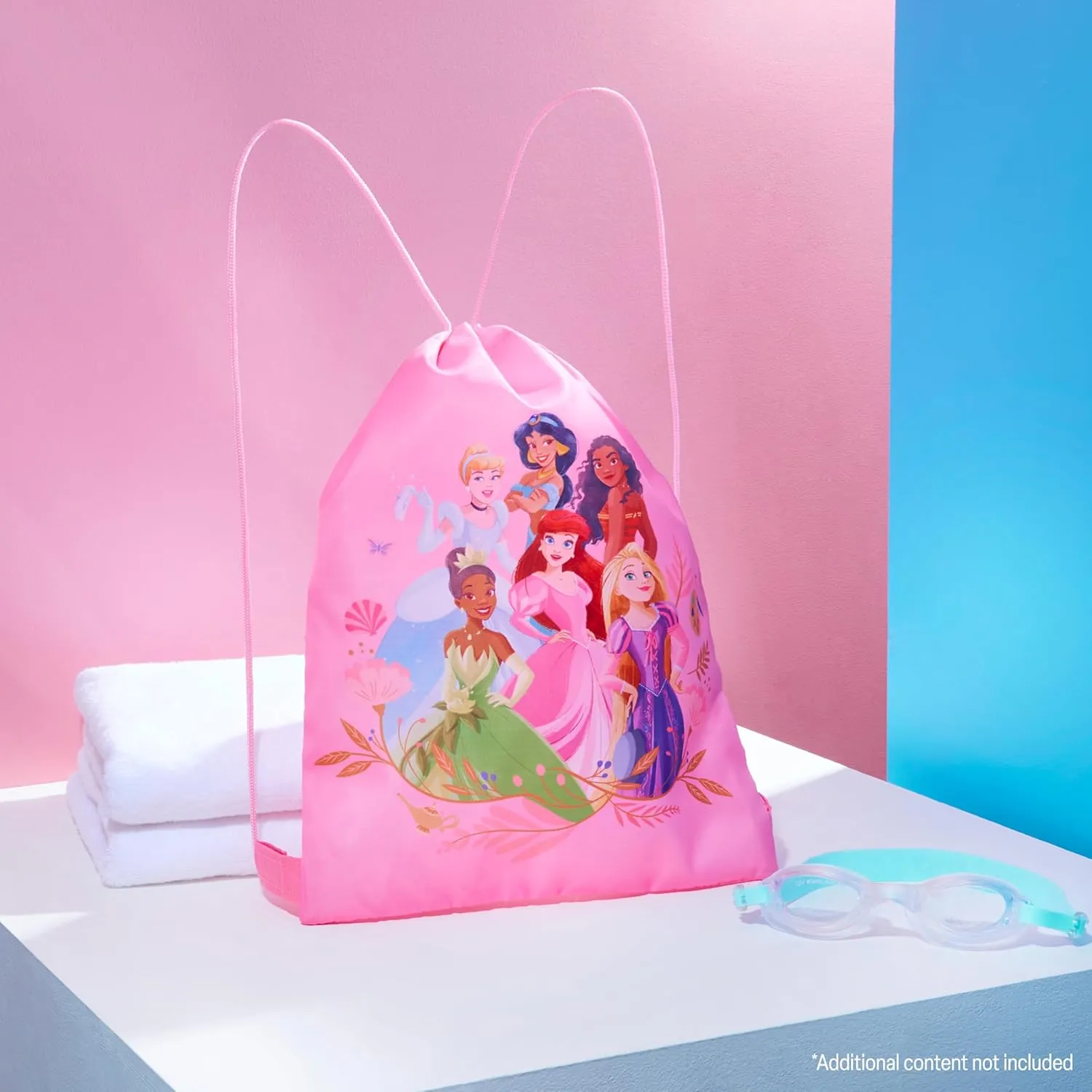 Disney Drawstring Bags, 11 x 14” Swimming Bag with Airflow Vent (Pink Princess)