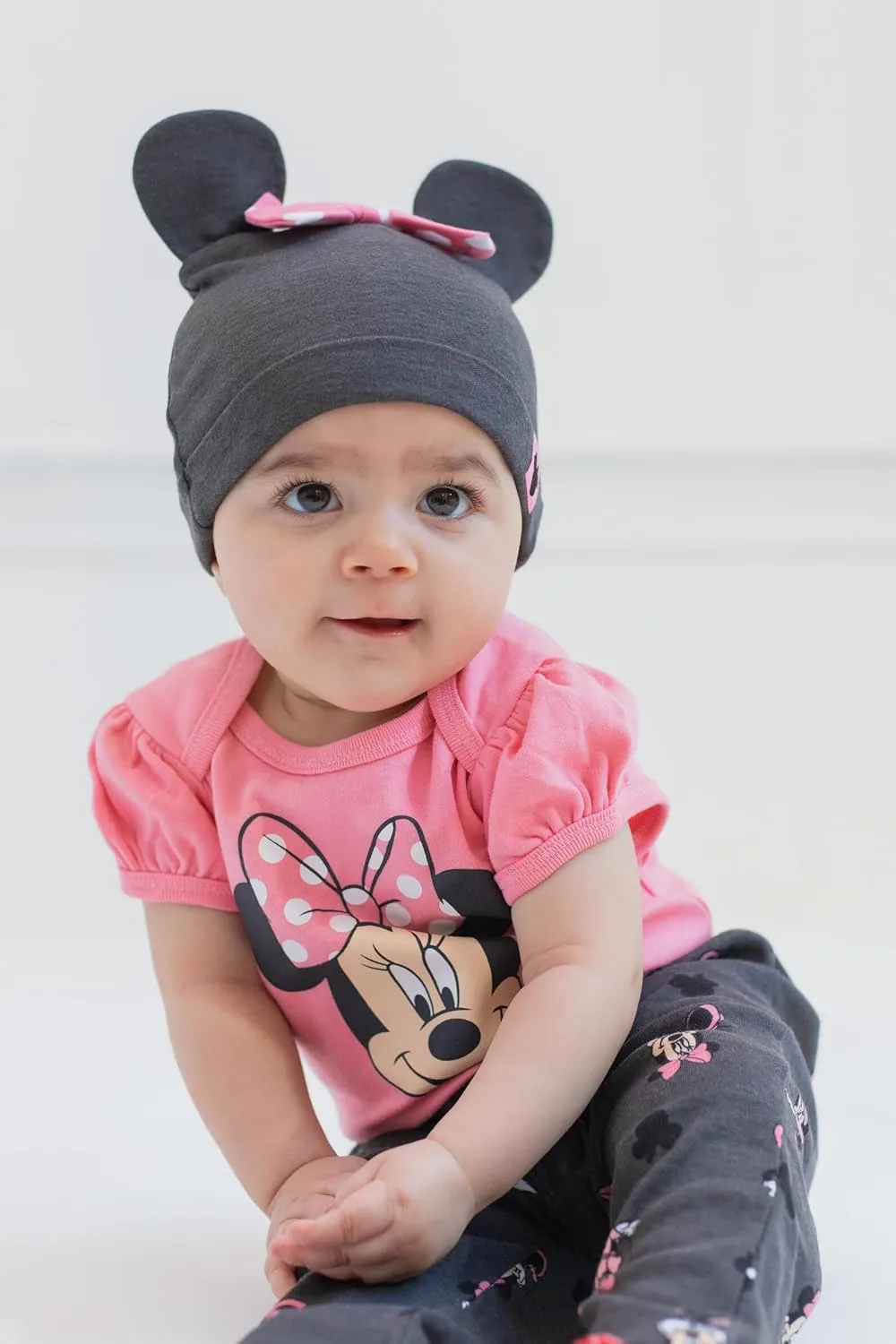 Disney Mickey Mouse Minnie Mouse Lion King Winnie The Pooh Baby Bodysuit Pants and Hat 3 Piece Outfit Set Newborn to Infant