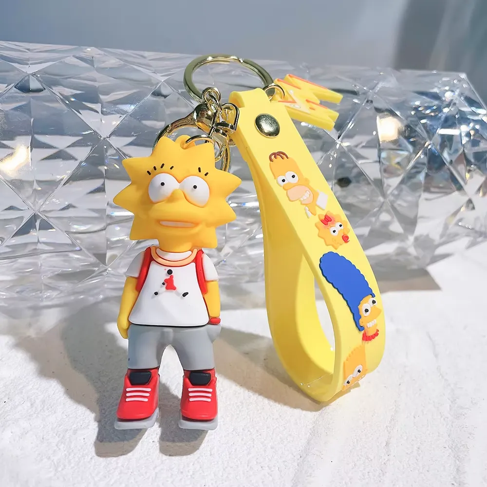 Disney Simpsons Keychain Cartoon Action Figure Key Chain Baby Pendant Couples