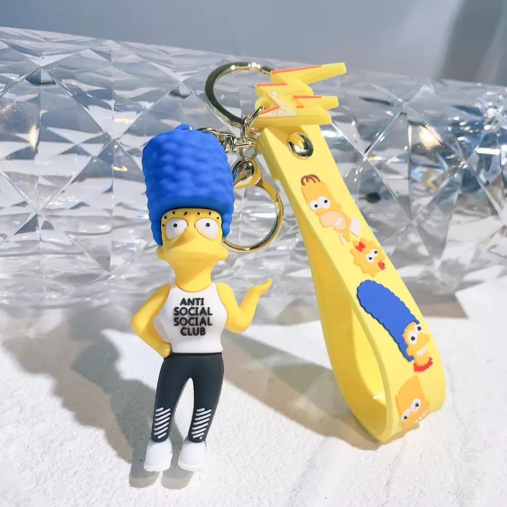 Disney Simpsons Keychain Cartoon Action Figure Key Chain Baby Pendant Couples