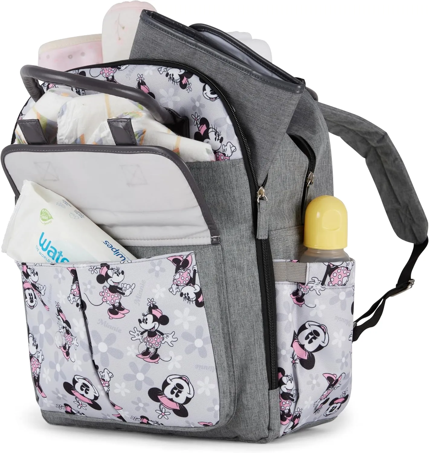 Disney Unisex Baby Travel Diaper Backpack| 16-Inches Height Multi-Functional Bag, Minnie Mouse Double Handle, Extra Large