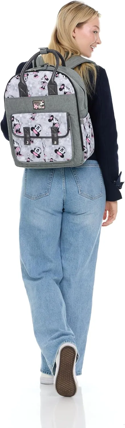 Disney Unisex Baby Travel Diaper Backpack| 16-Inches Height Multi-Functional Bag, Minnie Mouse Double Handle, Extra Large