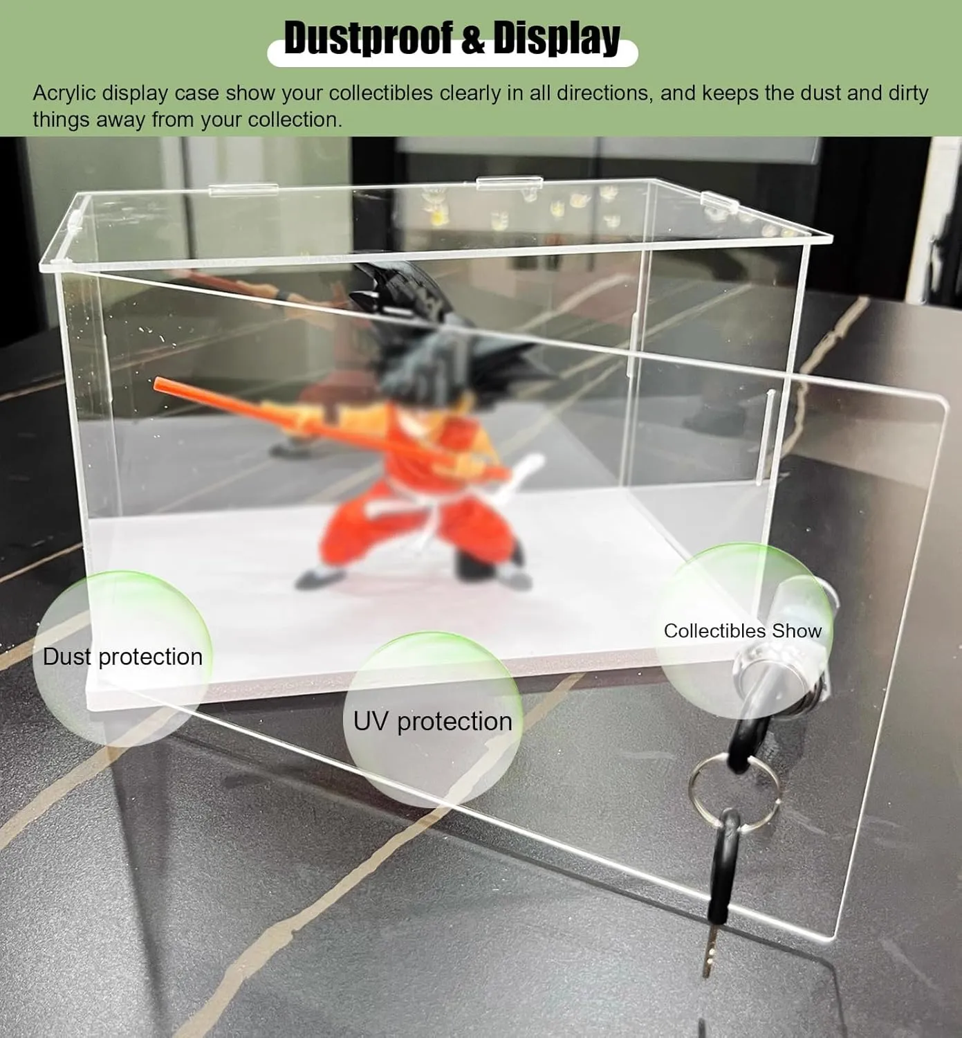 Display Case Model Cars Clear Display Box with Lock Key, Acrylic Dust Protection Case for Collection or Display, Mini Toys/Block Storage Bins, Assembly Required(20x10x10cm(8"x4"x4"))