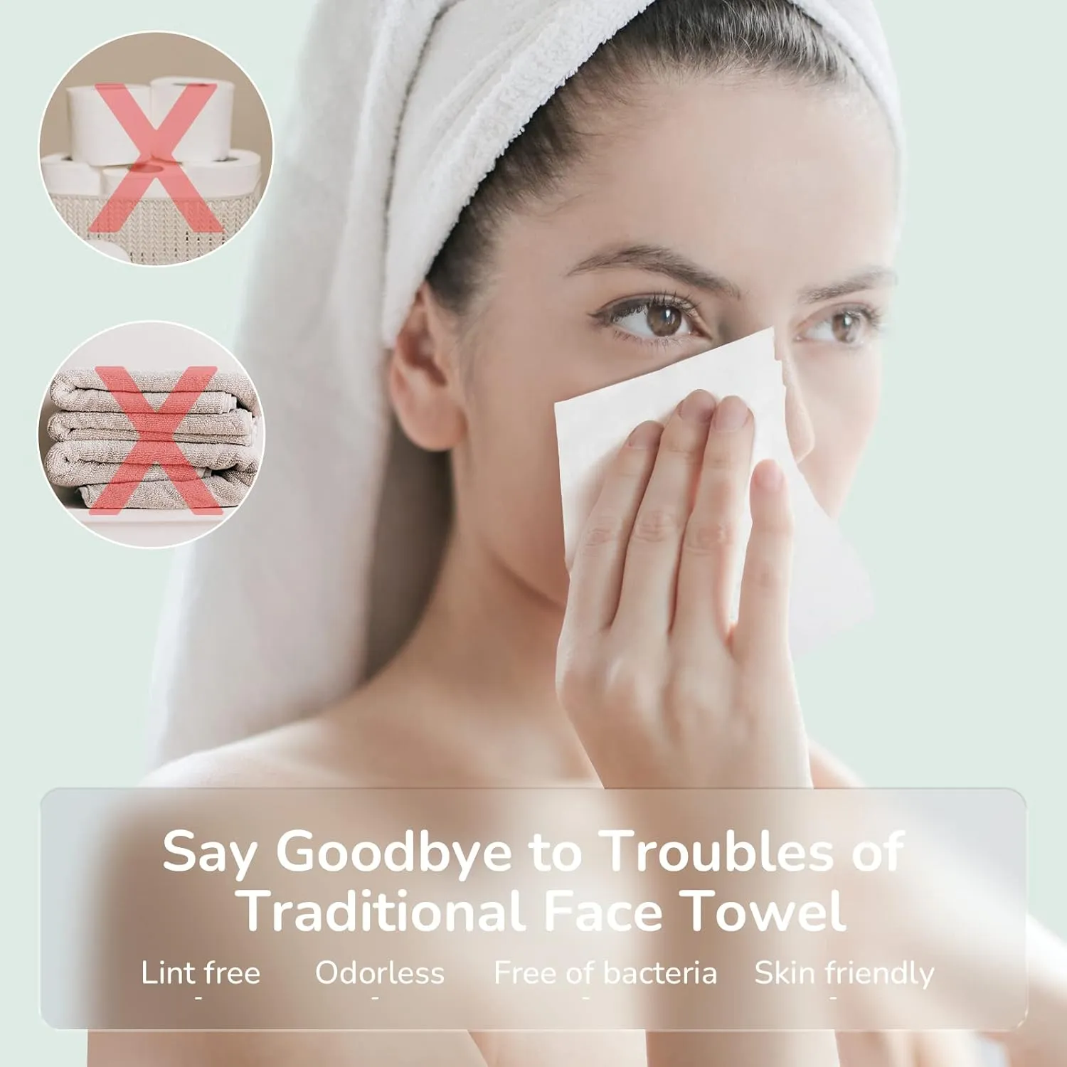 Disposable Face Towel, Ultra Soft Thick Wash Cloths for Adults and Baby, 100% Cotton Dry Wipes for Washing and Drying, 200 Count Facial Tissue for Cleansing, Skincare, Makeup Remover