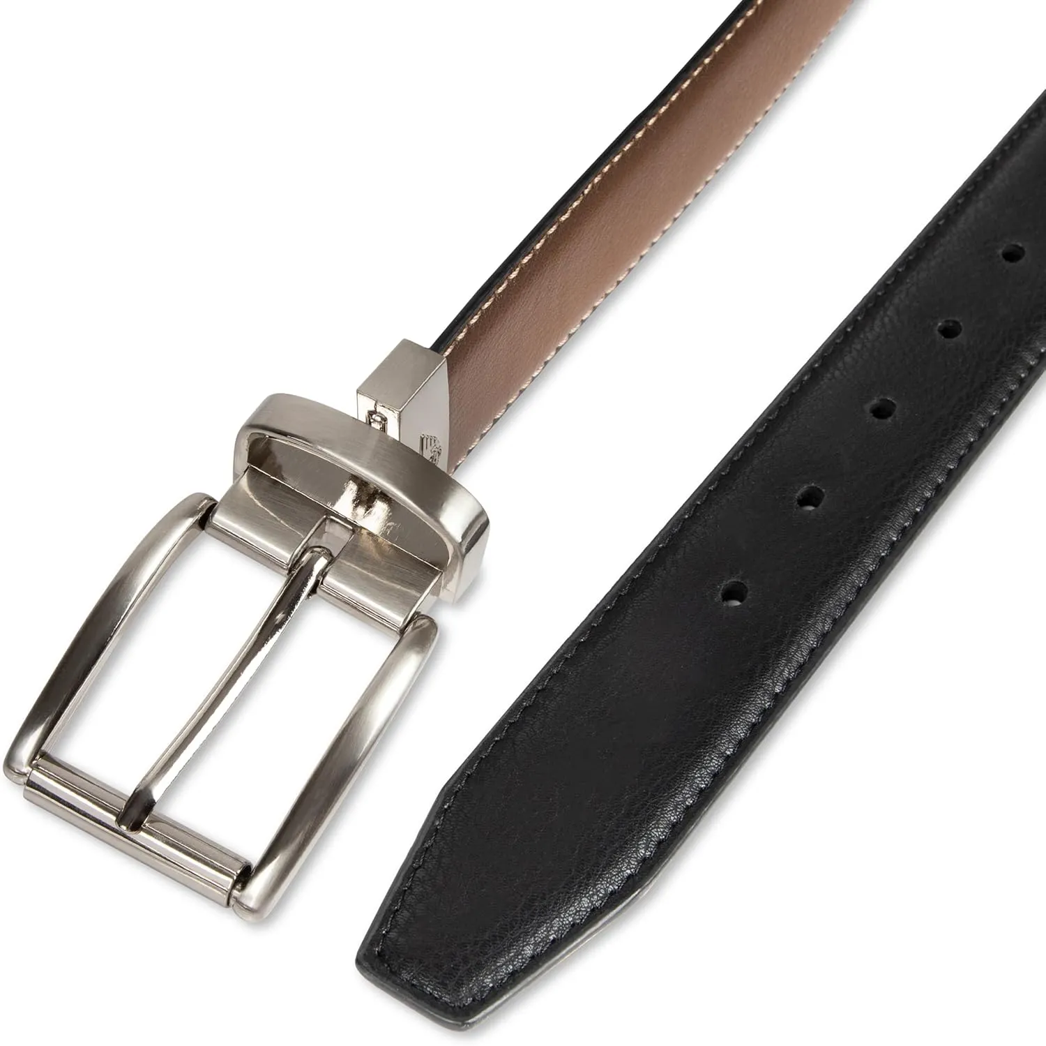 DOCKERS Men's Two-in-one Reversible Rotative Buckle Everyday Casual Dress Belt (Regular and Big & Tall Sizing)