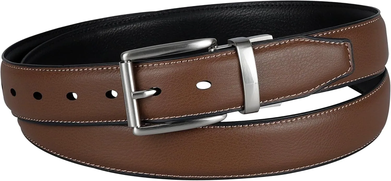 DOCKERS Men's Two-in-one Reversible Rotative Buckle Everyday Casual Dress Belt (Regular and Big & Tall Sizing)