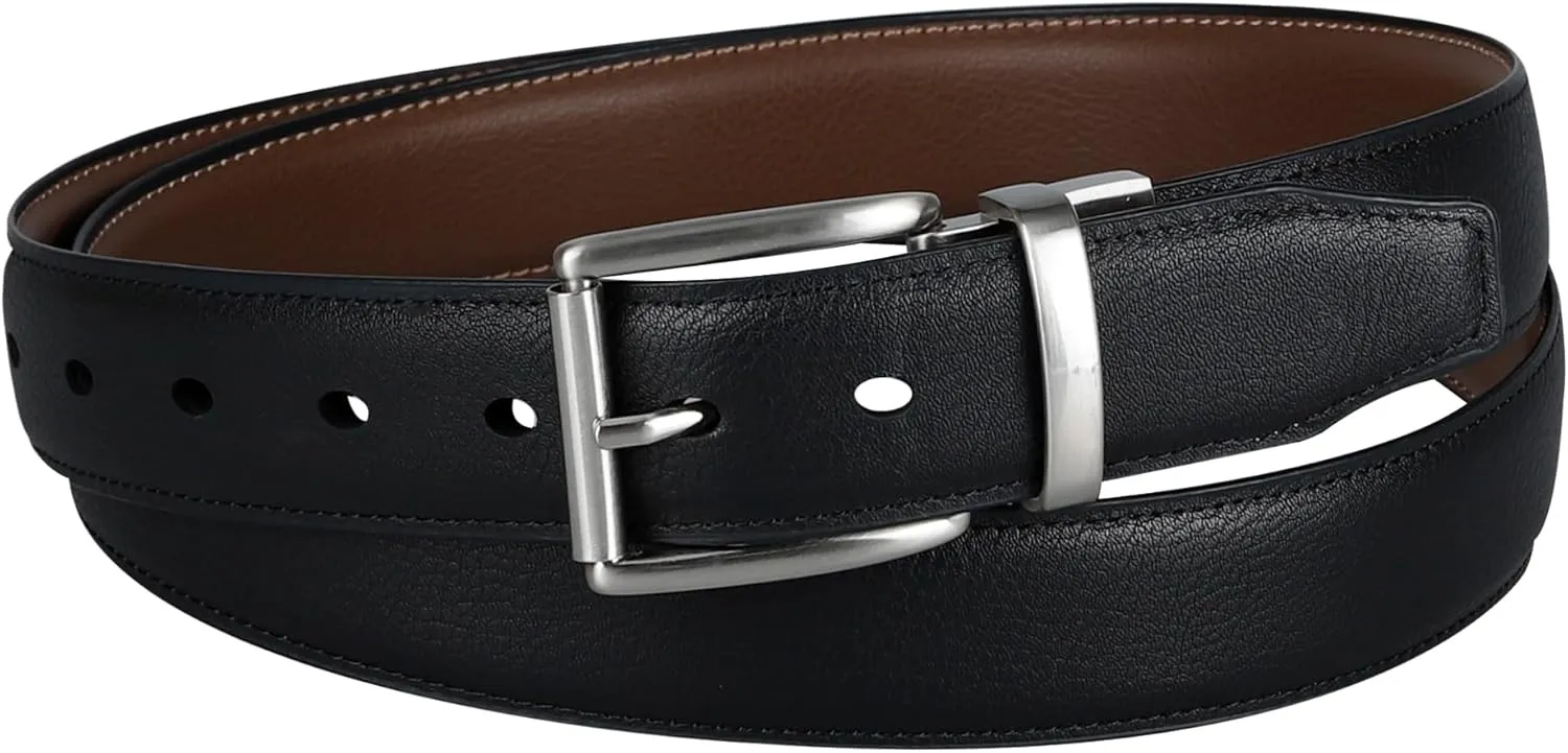 DOCKERS Men's Two-in-one Reversible Rotative Buckle Everyday Casual Dress Belt (Regular and Big & Tall Sizing)