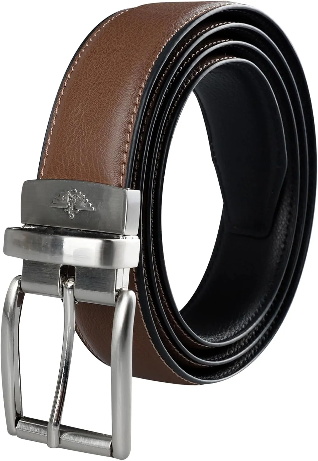 DOCKERS Men's Two-in-one Reversible Rotative Buckle Everyday Casual Dress Belt (Regular and Big & Tall Sizing)