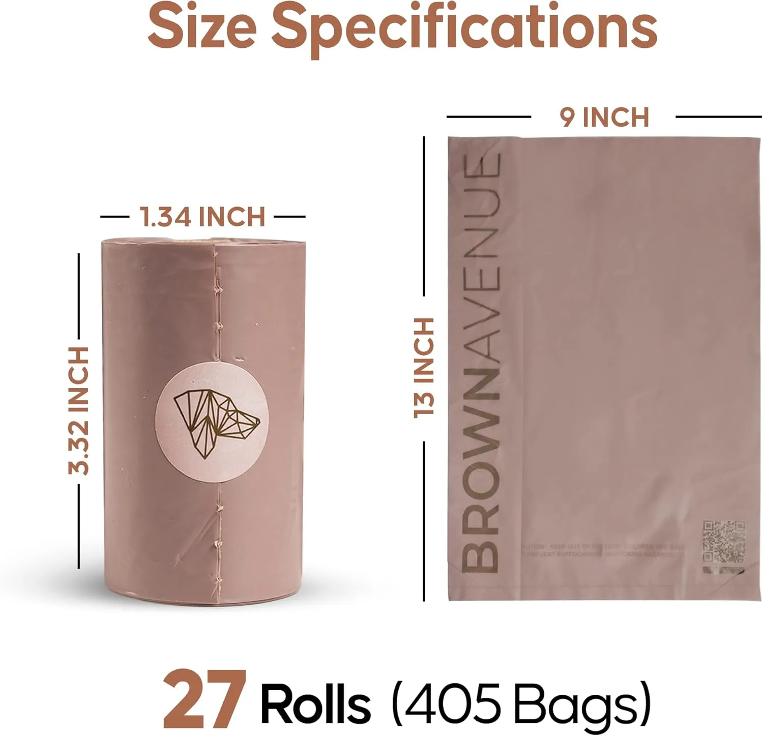 Dog Poop Bags, 27 Rolls, 405 Units, Biodegradable, Eco-Friendly
