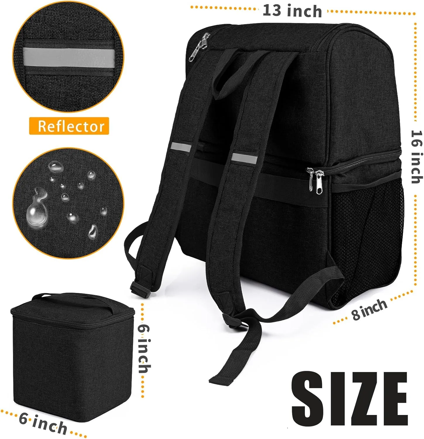 Dog Travel Bag for Supplies with Food Container Bag Dog Travel Backpack for Hiking Overnight Camping Trip Black