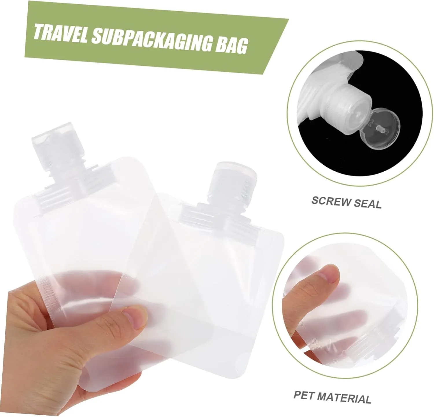 DOITOOL 1 Set Packing Bag Travel Toiletry Portable Shampoo Bottle Leakproof Cosmetic Containers Liquid TIO, White, 13.8X7X2CM