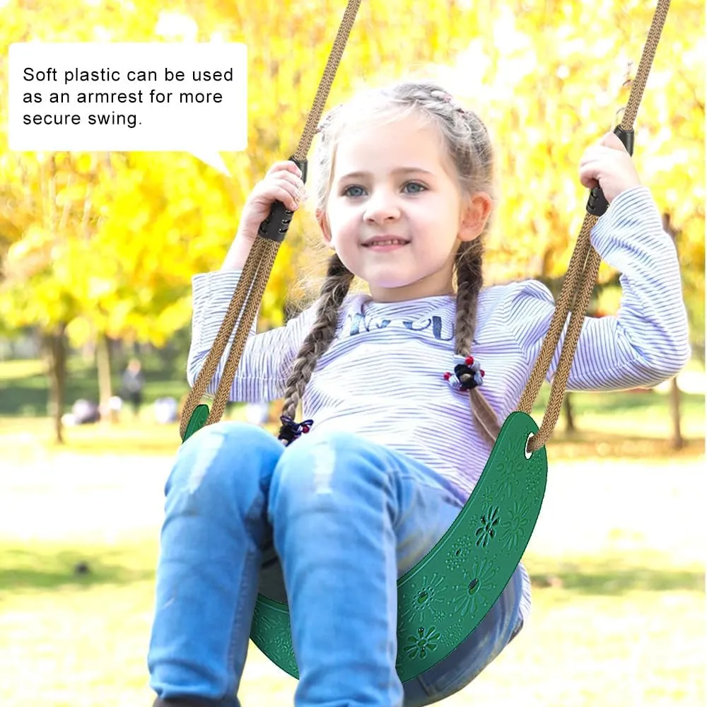 Dolibest Swing Set Accessories Kids Swing Seat with Adjustable Rope Backyard Swingset Replacement for Indoor and Outdoor Use Support 500 lbs (Green)