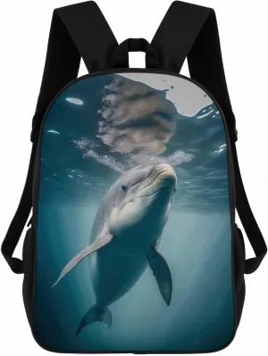 Dolphin Backpack Casual Daypack Wild Animal Print Laptop Bag Bookbag for Work Travel Hiking 17 Inch Style 3