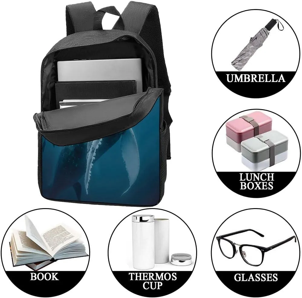 Dolphin Backpack Casual Daypack Wild Animal Print Laptop Bag Bookbag for Work Travel Hiking 17 Inch Style 4