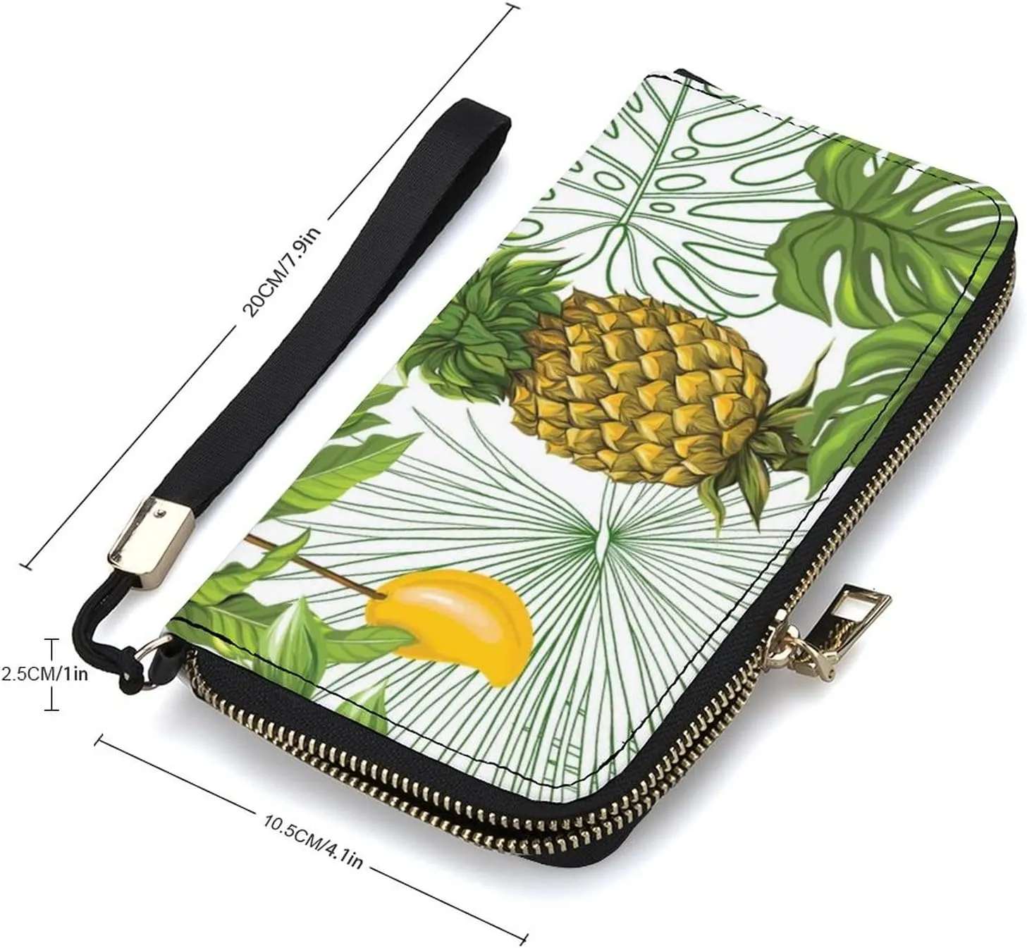 Donnapink Long Clutch Wallet, Long Handbag with Wristlet Strap, PU Leather Zip Purse