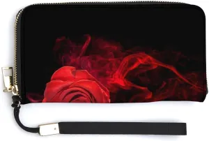 Donnapink Long Clutch Wallet, Long Handbag with Wristlet Strap, PU Leather Zip Purse