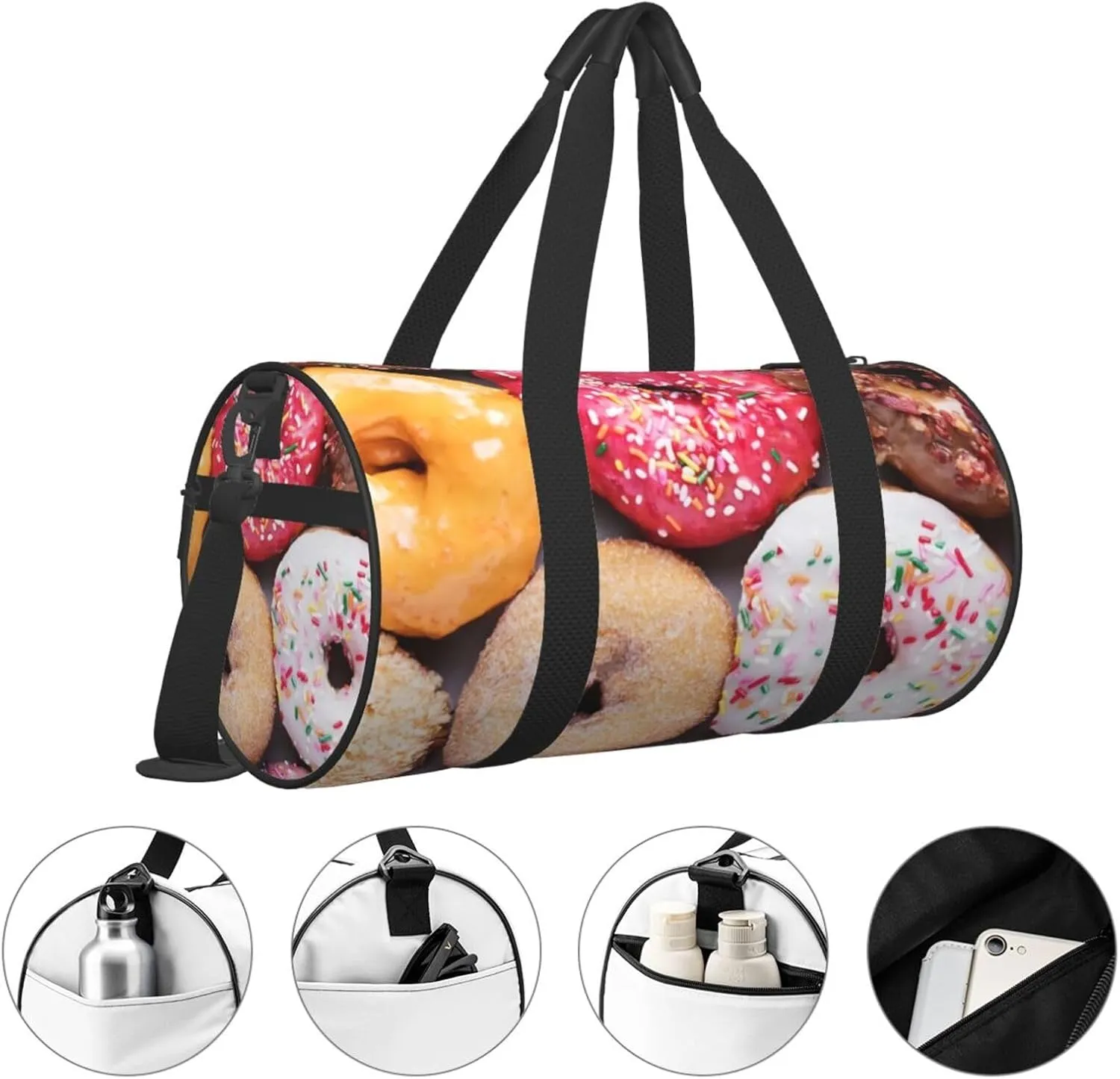Donuts Sports Gym Duffel Bag For Men Women Weekender Travel Workout Training Handbag