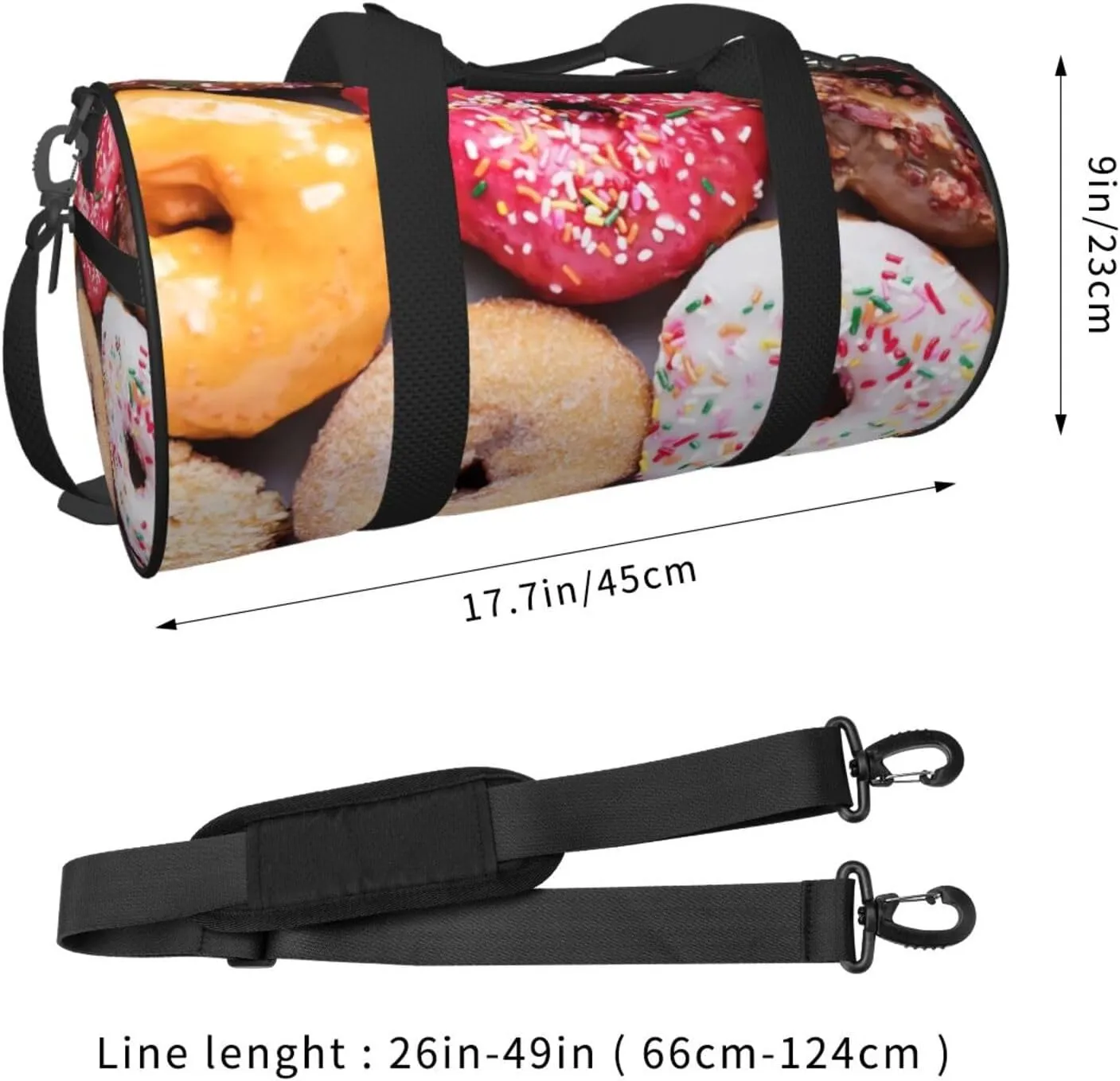 Donuts Sports Gym Duffel Bag For Men Women Weekender Travel Workout Training Handbag