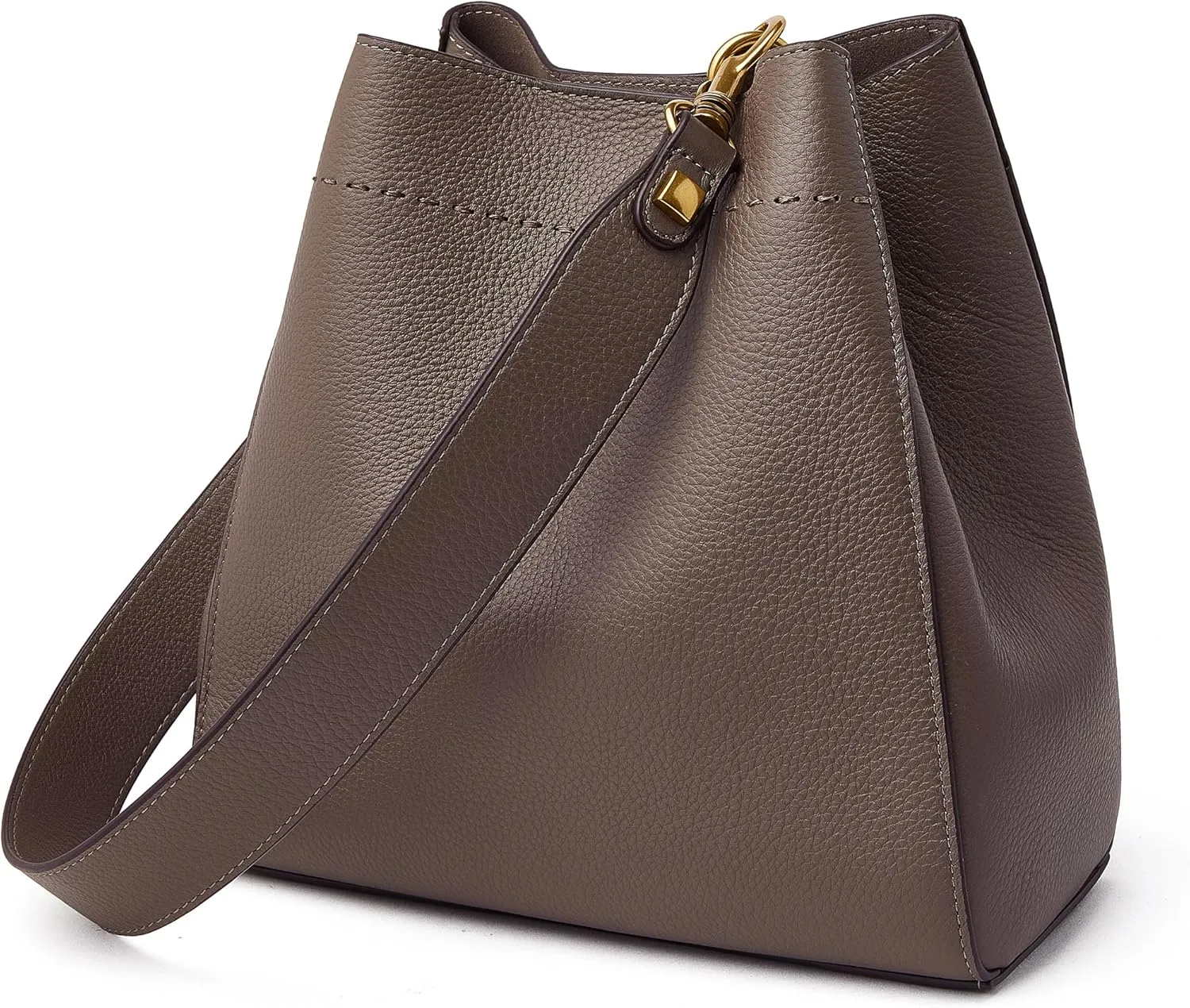 DORIS&JACKY Leather Bucket Tote Bags for Women Designer Shoulder Hobo Purse and Handbags with Detachable Wide Strap