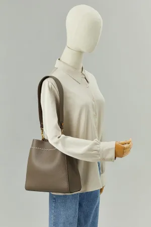 DORIS&JACKY Leather Bucket Tote Bags for Women Designer Shoulder Hobo Purse and Handbags with Detachable Wide Strap