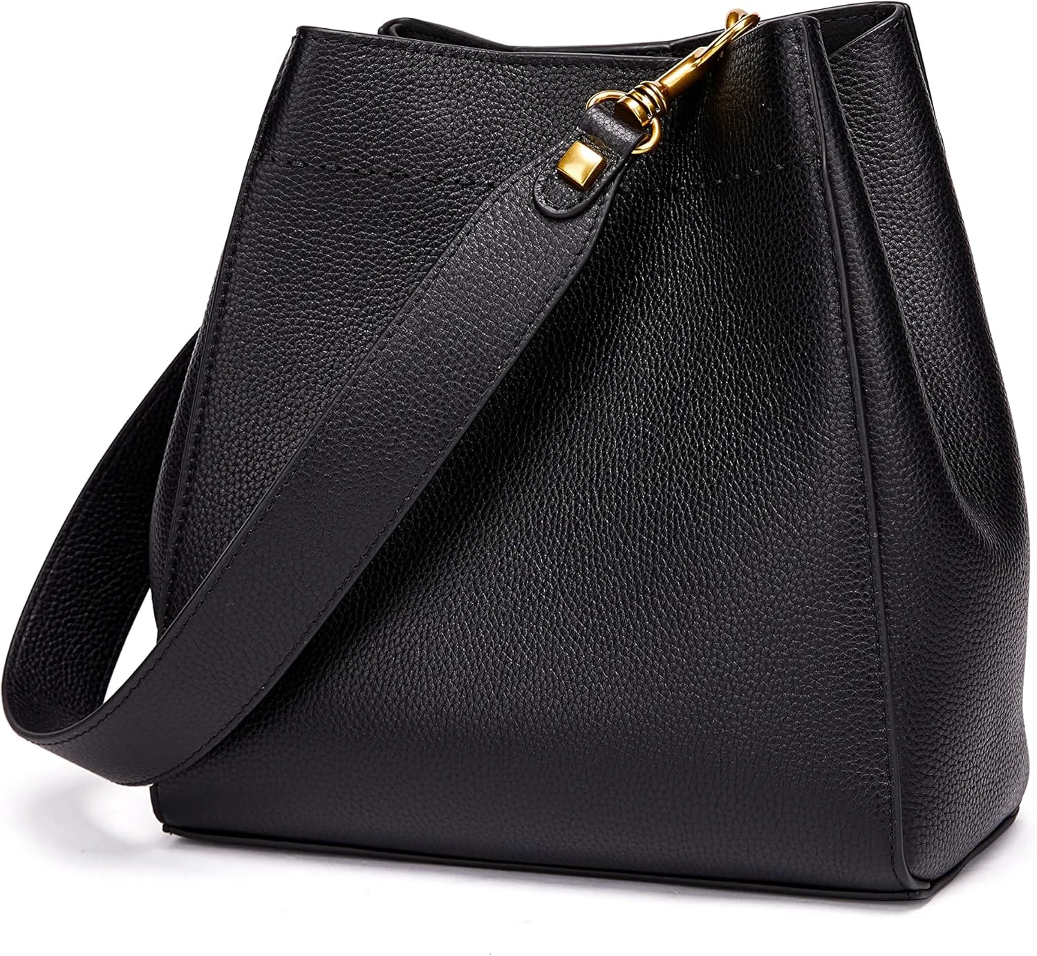 DORIS&JACKY Leather Bucket Tote Bags for Women Designer Shoulder Hobo Purse and Handbags with Detachable Wide Strap