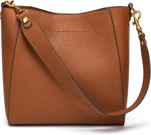 DORIS&JACKY Leather Bucket Tote Bags for Women Designer Shoulder Hobo Purse and Handbags with Detachable Wide Strap
