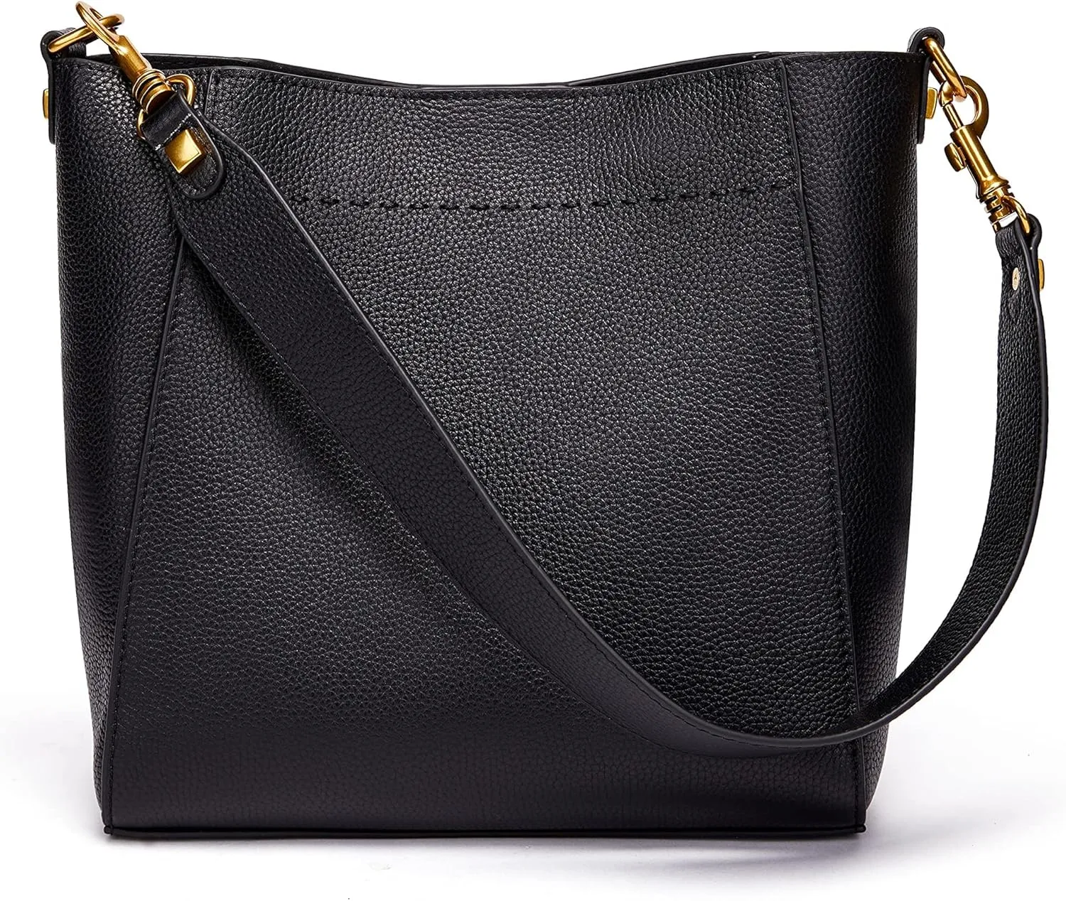 DORIS&JACKY Leather Bucket Tote Bags for Women Designer Shoulder Hobo Purse and Handbags with Detachable Wide Strap