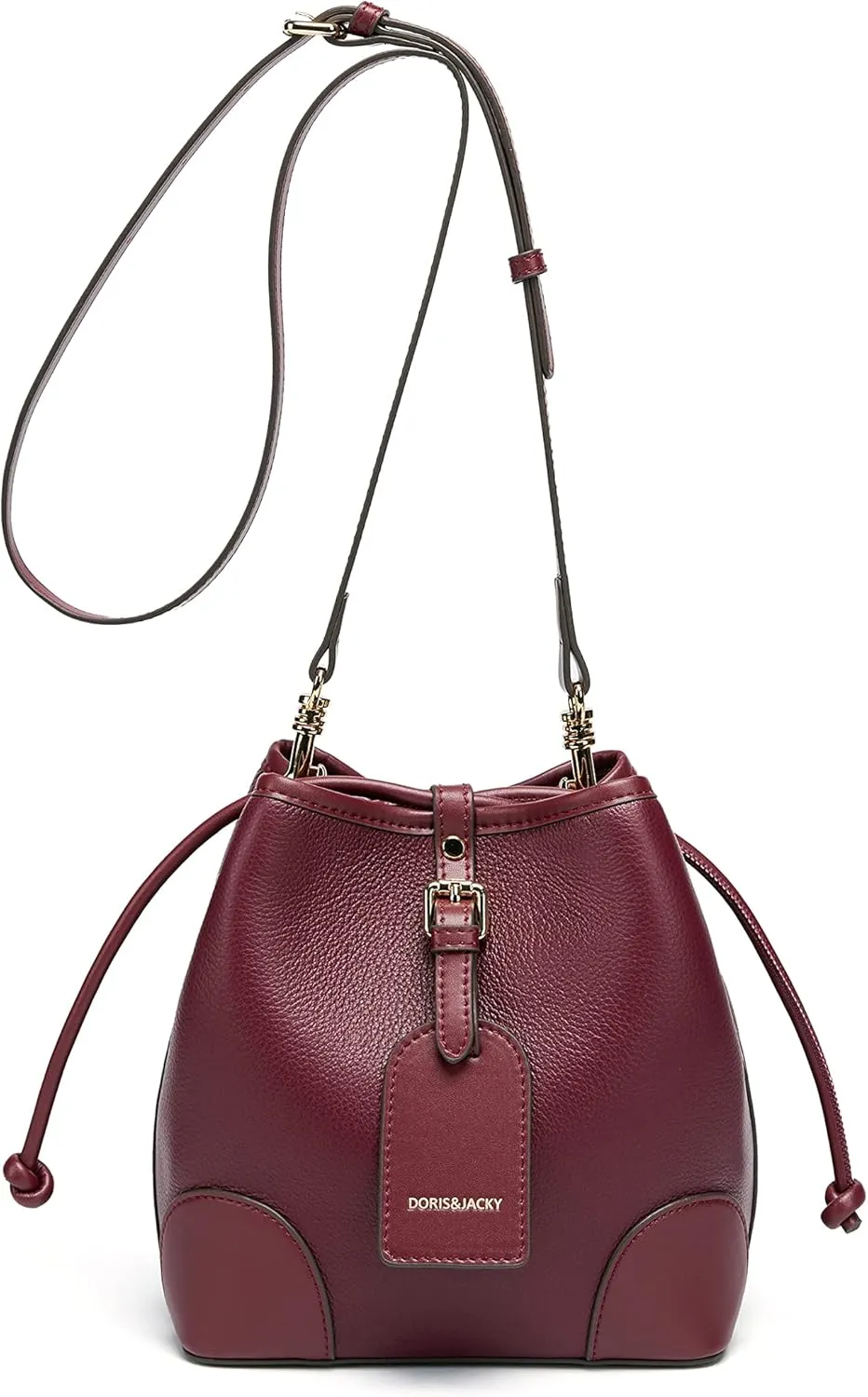 DORIS&JACKY Small Leather Bucket Hobo Purse for Women Designer Drawstring Crossbody Bag and Handbags