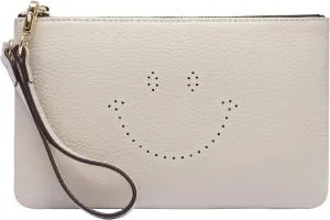DORIS&JACKY Small Leather Wristlet Clutch Purse For Women Cute Smile Phone Pouch Bag
