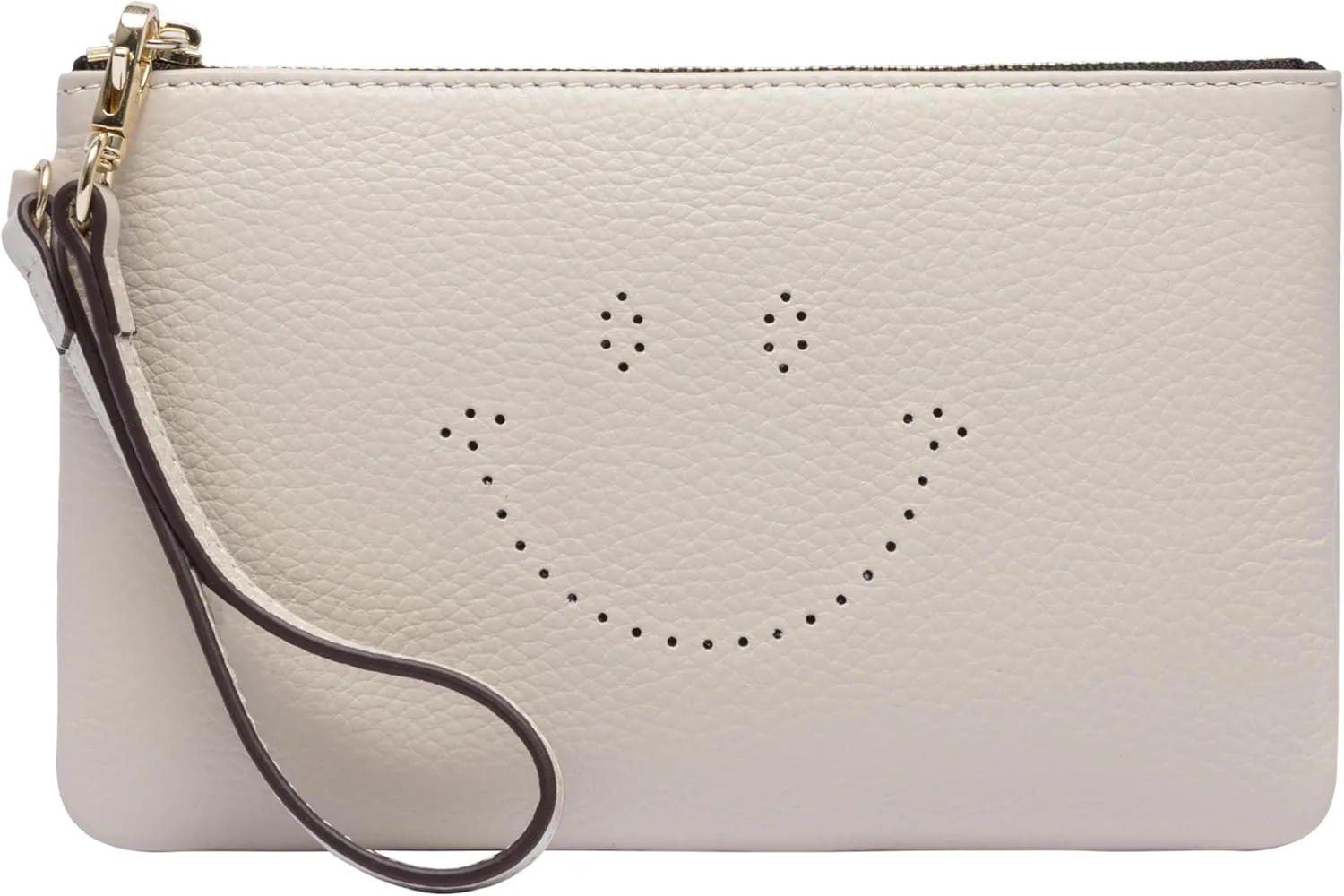 DORIS&JACKY Small Leather Wristlet Clutch Purse For Women Cute Smile Phone Pouch Bag