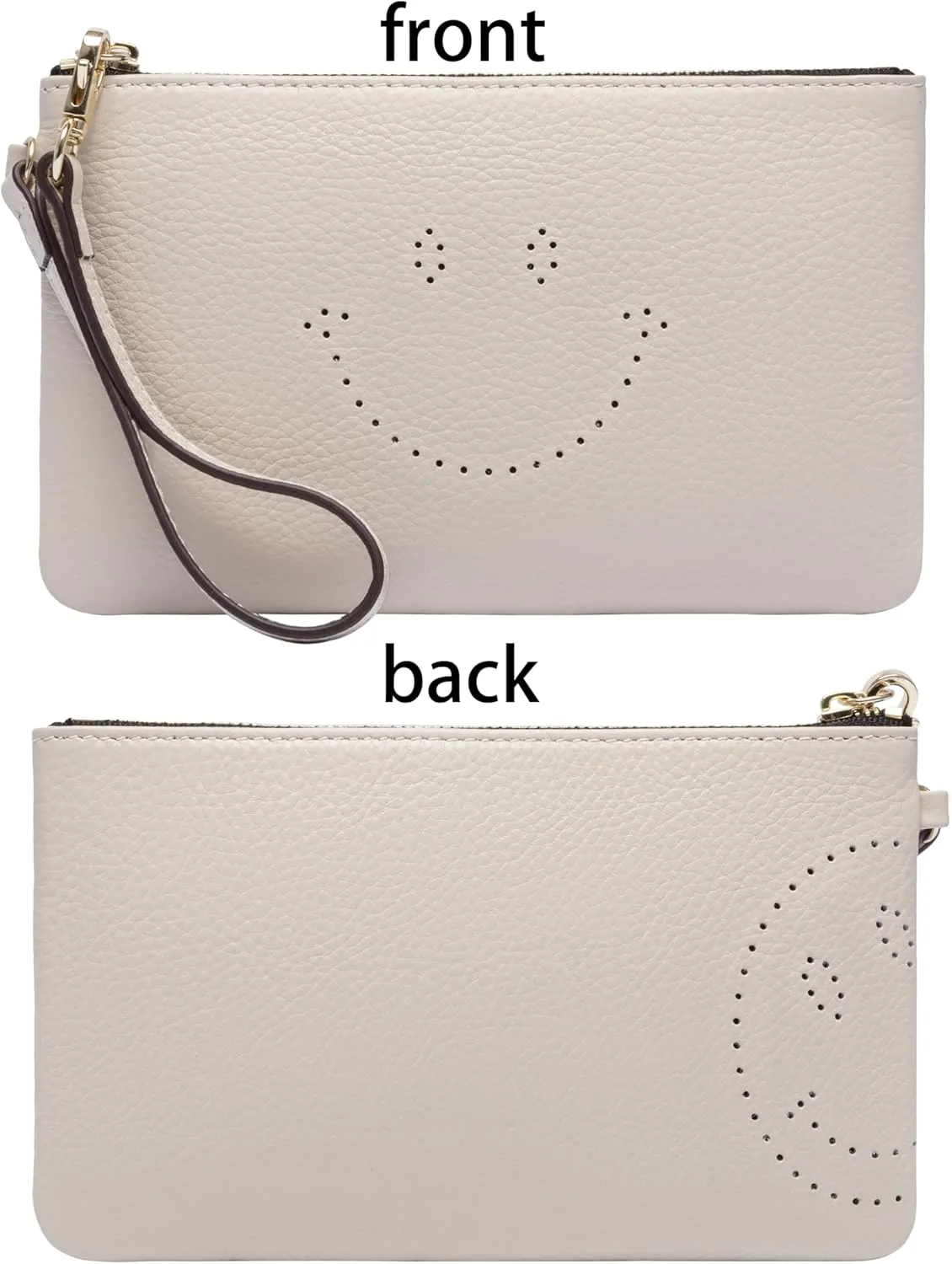 DORIS&JACKY Small Leather Wristlet Clutch Purse For Women Cute Smile Phone Pouch Bag