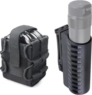 Double Handcuff Pouch with Pepper Spray Holster for MK4, Handcuff Holster OC Spray Holder for Duty Belt, MOLLE Handcuff Case for Vest Fit Asp Handcuff OC Pepper Holster with Quick Draw