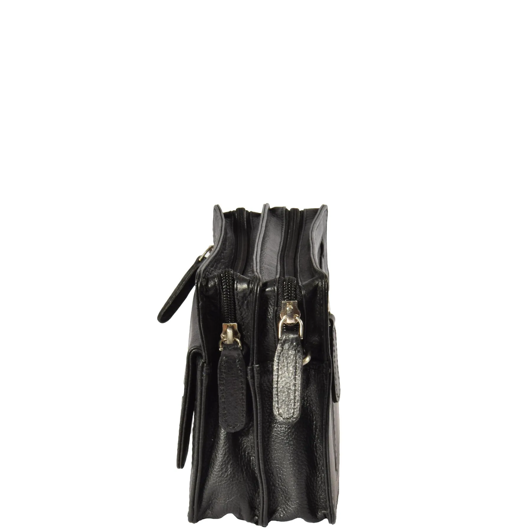 DR318 Real Leather Wrist Bag Clutch Travel Black