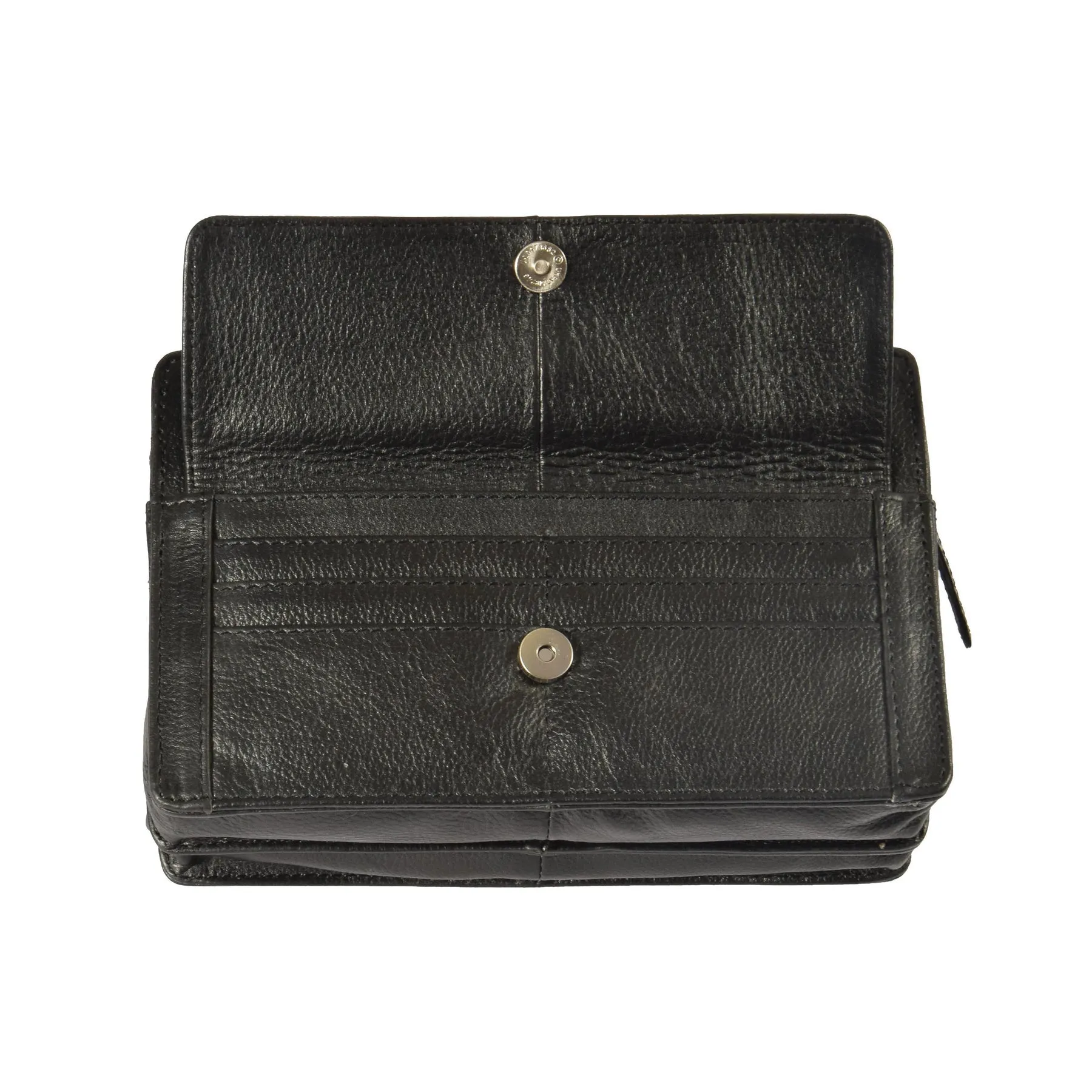 DR318 Real Leather Wrist Bag Clutch Travel Black