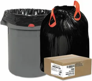 Draw 'n Tie 1DTL150 Heavy-Duty Bags, 33gal, 1.2mil, 38 x 33 1/2, Black (Box of 150)