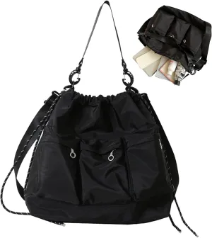 Drawstring Bucket Bag Nylon Crossbody Tote Bag Handbags for Women