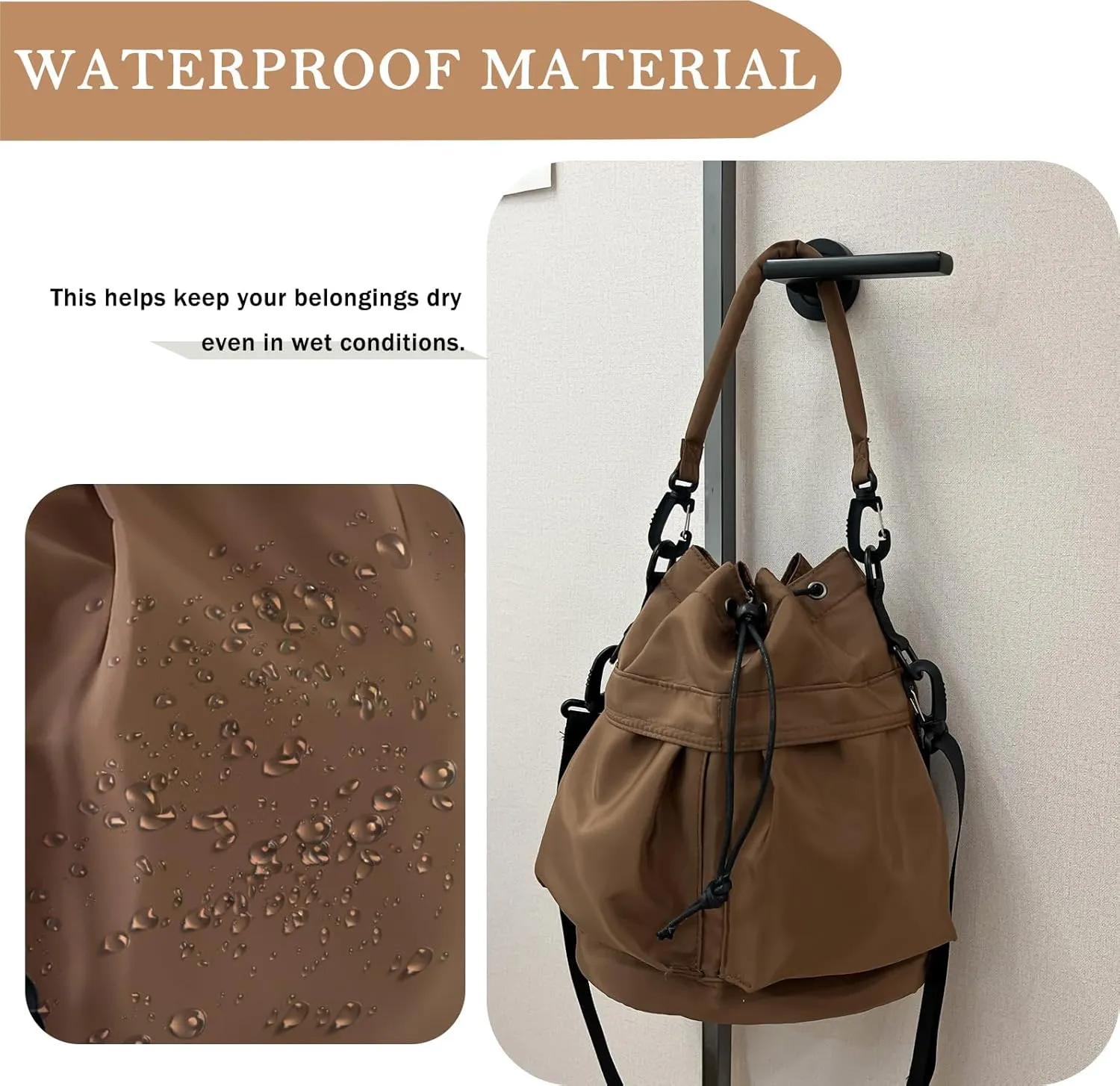 Drawstring Bucket Bag Nylon Crossbody Tote Bag Handbags for Women