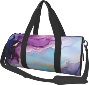 Duffel Bag for Gym Travel Storage Luggage Bag Purple Marble Liquid Print Sport Duffle Bag With Zipper Weekender Bag