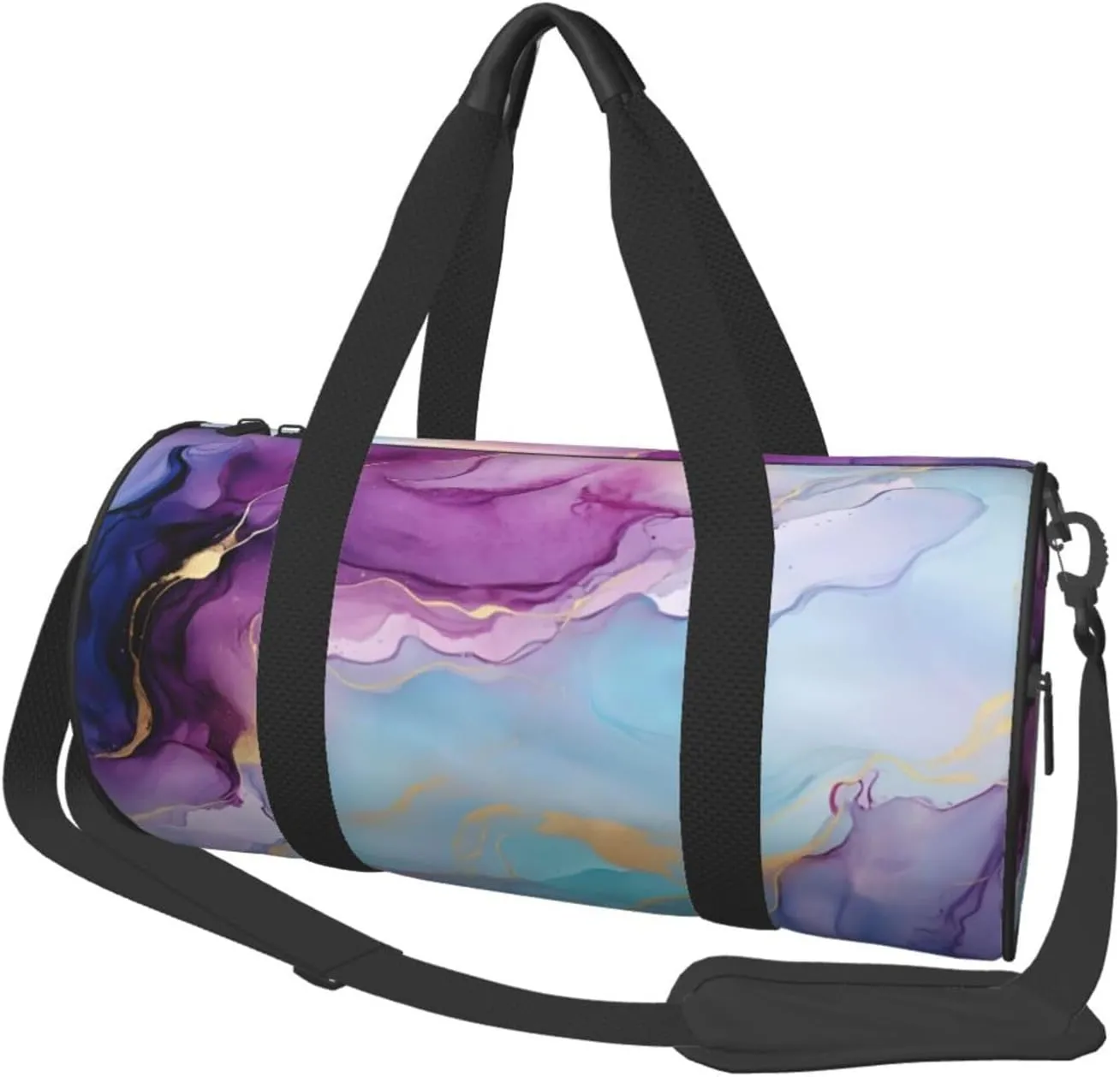 Duffel Bag for Gym Travel Storage Luggage Bag Purple Marble Liquid Print Sport Duffle Bag With Zipper Weekender Bag