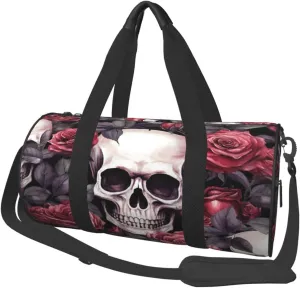 Duffel Bag for Gym Travel Storage Luggage Bag Rose Skull Gothic Skeleton Sport Duffle Bag With Zipper Weekender Bag