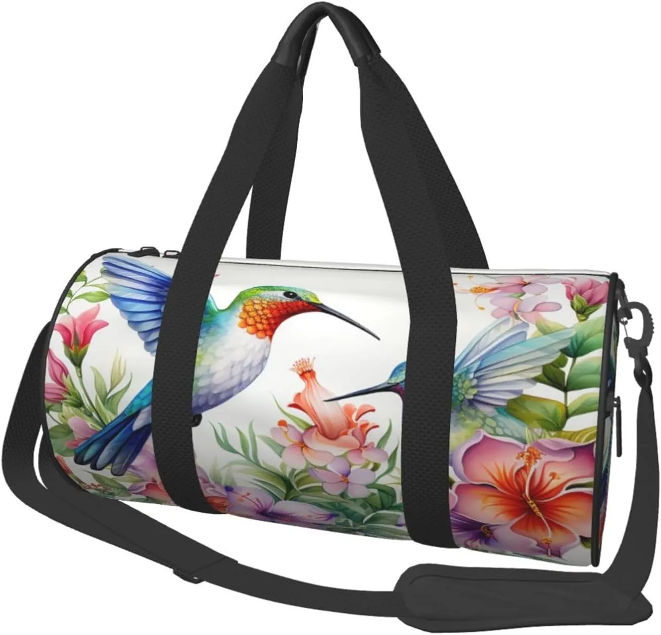 Duffel Bag for Gym Travel Storage Luggage Bag Spring Flower Hummingbird Sport Duffle Bag With Zipper Weekender Bag