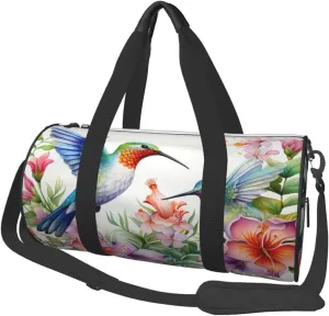 Duffel Bag for Gym Travel Storage Luggage Bag Spring Flower Hummingbird Sport Duffle Bag With Zipper Weekender Bag