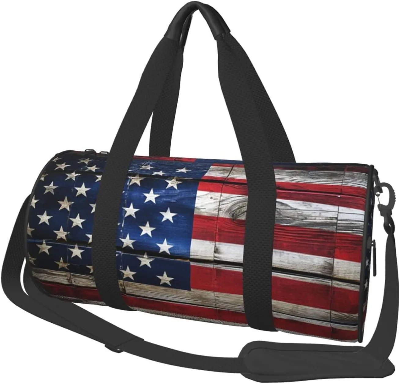 Duffel Bag for Gym Travel Storage Luggage Bag Wooden Texture American Flag Sport Duffle Bag With Zipper Weekender Bag