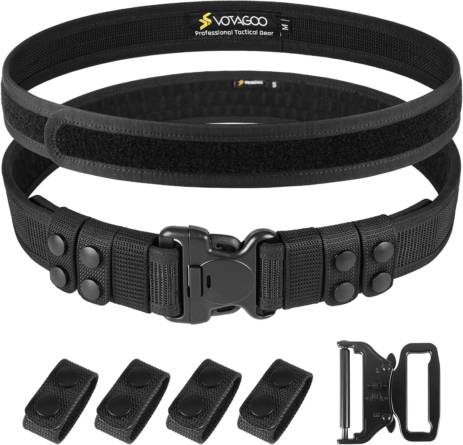 Duty Belt 2'' Police Belts with Hook Lining, Nylon Tactical Belt for Law Enforcement Officers with 4 Belt Keeper