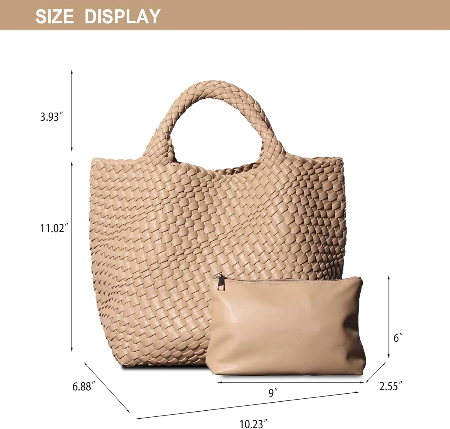 Dyalsa Woven Bag for Women, Vegan Leather Tote Bag Large Summer Beach Handbag Purse Retro Handmade Travel Shoulder Bag Set