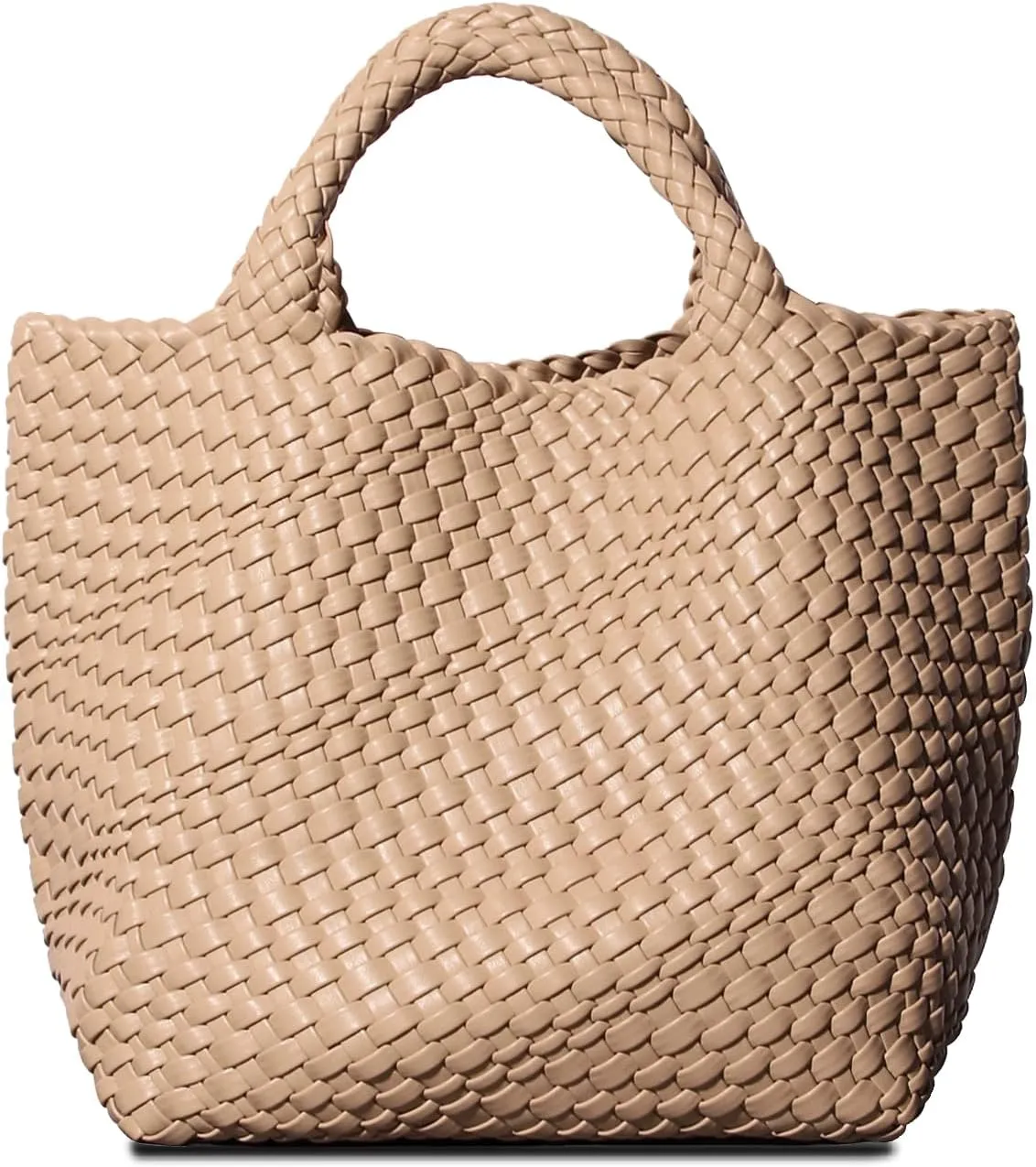 Dyalsa Woven Bag for Women, Vegan Leather Tote Bag Large Summer Beach Handbag Purse Retro Handmade Travel Shoulder Bag Set