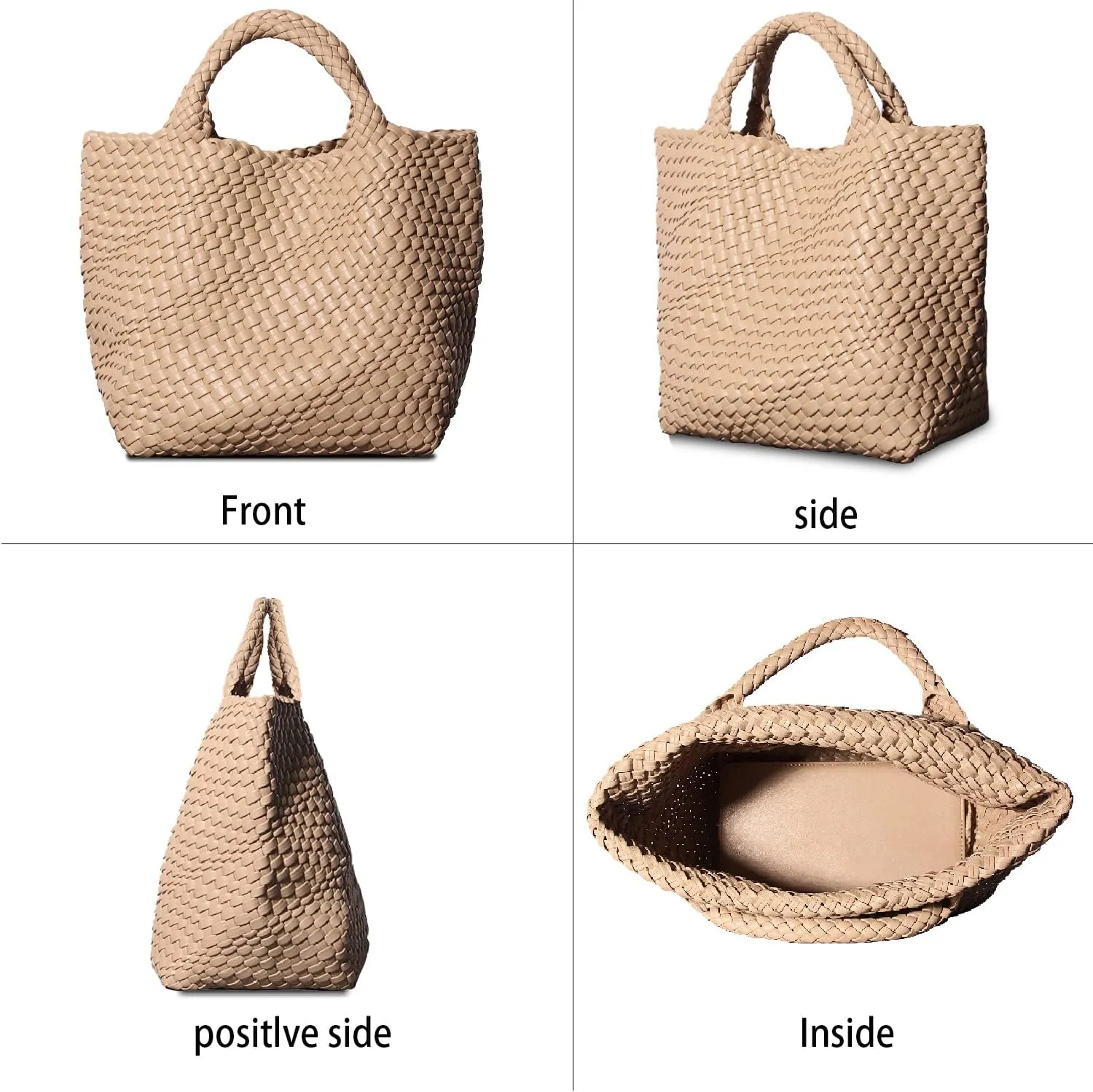 Dyalsa Woven Bag for Women, Vegan Leather Tote Bag Large Summer Beach Handbag Purse Retro Handmade Travel Shoulder Bag Set
