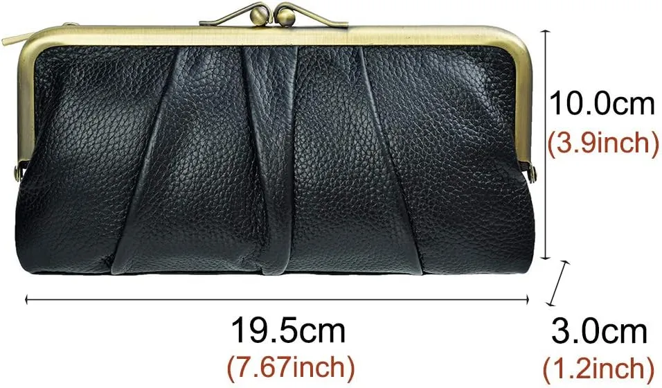 EASTNIGHTS Soft Leather Wallets for Women Compact Bifold RFID Clutch Wallet Ladies Coin Purse with Zipper and Kiss Lock
