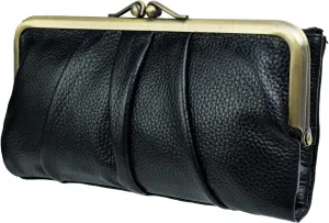 EASTNIGHTS Soft Leather Wallets for Women Compact Bifold RFID Clutch Wallet Ladies Coin Purse with Zipper and Kiss Lock