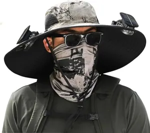 Economicalk Fan Hat, Wide Brim Solar Fan Outdoor Fishing Hat-Solar & USB Charging, Bucket Hat for Fishing